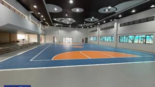Thi công sân bóng rổ phối màu thảm Vinyl